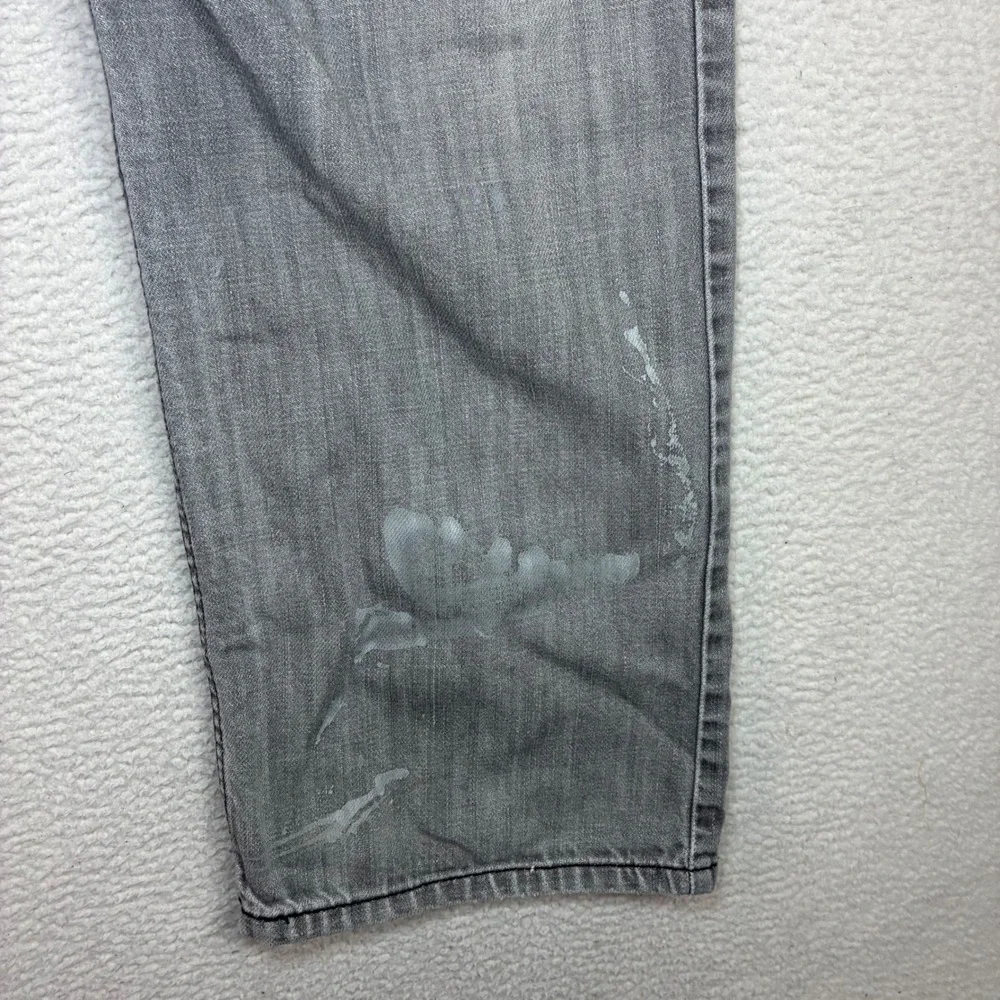 Y2K Levis 569 Loose Straight Jeans Men 34x30 Gray Faded Skater Baggy Paint